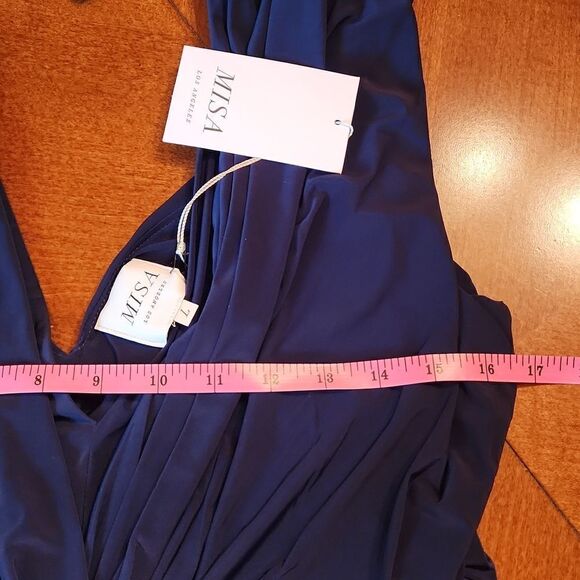 Misa Los Angeles Leza Knotted V-Neck Sleeveless Cocktail Party Mini Dress, Blue - Picture 5 of 11